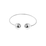 Open Bracelet with Metal Beads Rhodium