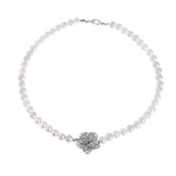 Pearls Camelia Silver Necklace