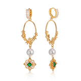 Pearls Green Crystal Gold