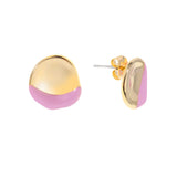 Pink Enamel Earrings Gold