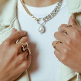 Ring with a Circle symbol Rhodium