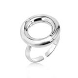 Ring with a Circle symbol Rhodium