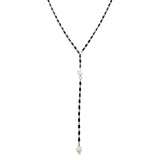 Rosary Necklace Black Agate and Roses