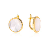 Round Mother of Pearl Earrings Gold