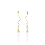 Spiral Earrings with Nephritis and Rose Quartz Gems Gold Plating