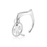 Unisex Flat Ring with Round Pendant Rhodium