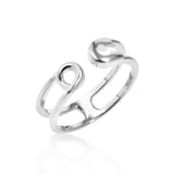 Unisex Open Ring with Pin Elements Rhodium