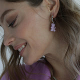 Violet Bear Hoops Earrings Silver