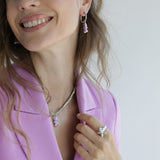 Violet Bear Hoops Earrings Silver