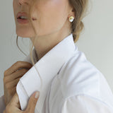 White Enamel Earrings Gold