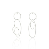 Asymmetric Geometric Earrings Rhodium Plated
