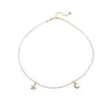 Pearl Choker with Star and Moon