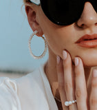 Crystal Ring Earrings Gold