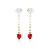 Earrings with Strawberry pendants Gold