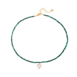 Choker with malachite beads with Dove pendant Gold