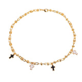 Necklace-chain with complex weaving and Cross pendants Gold
