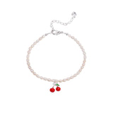Bracelet with Cherry Pendant Rhodium