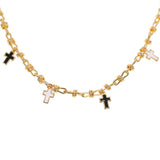Necklace-chain with complex weaving and Cross pendants Gold