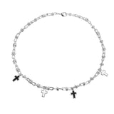 Necklace-chain with complex weaving and Cross pendants Rhodium