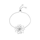 Bracelet with Flower Pendant Rhodium